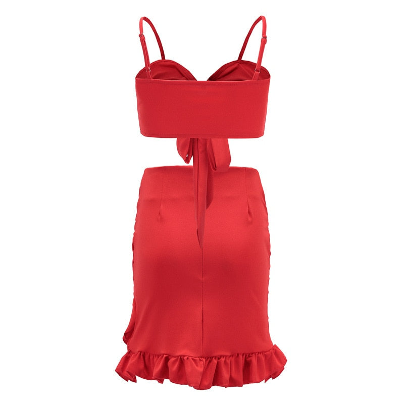 Lady in Red Ruffle Matching Set