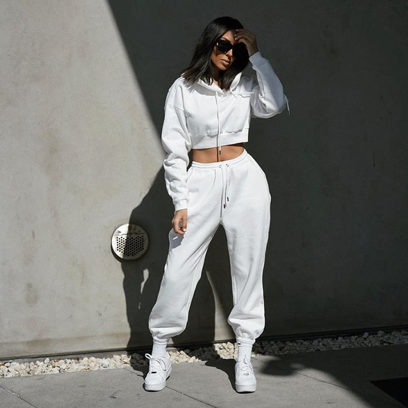 The Sweetest Taboo Crop Top Hoodie and Sweatpants Matching Set
