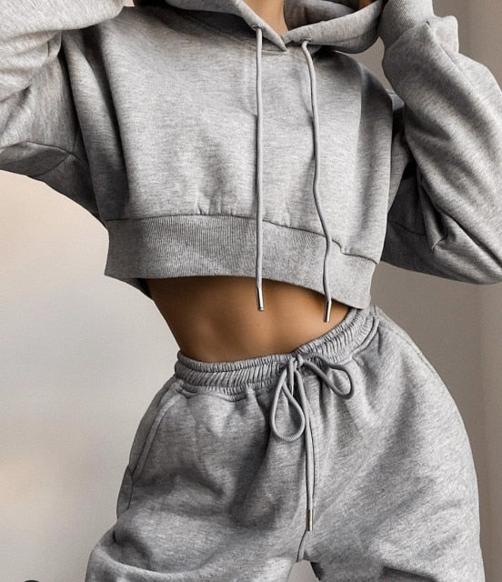The Sweetest Taboo Crop Top Hoodie and Sweatpants Matching Set
